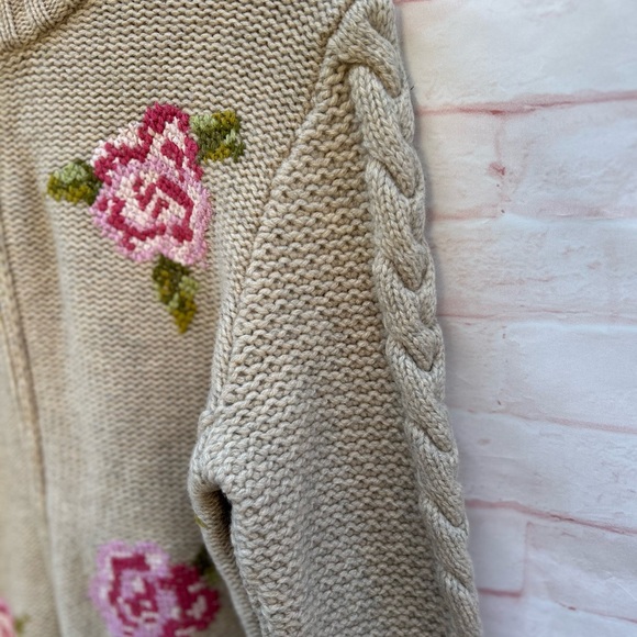 VTG Frost size M floral crochet Grannycore full zip wool cardigan sweater - Picture 3 of 7